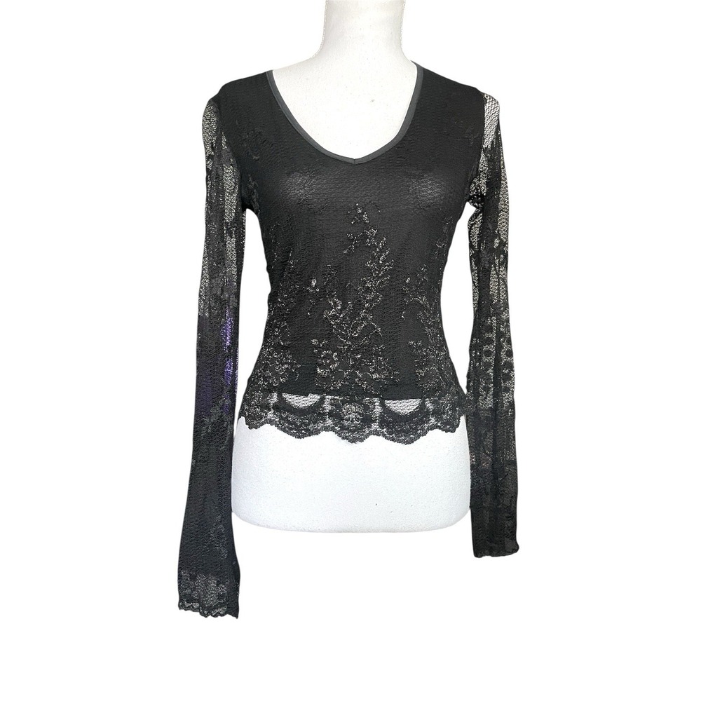 Vintage Ann Ferriday 90s Y2k Black Lace Sheer Top Whimsigoth Fairy Grunge Witchy